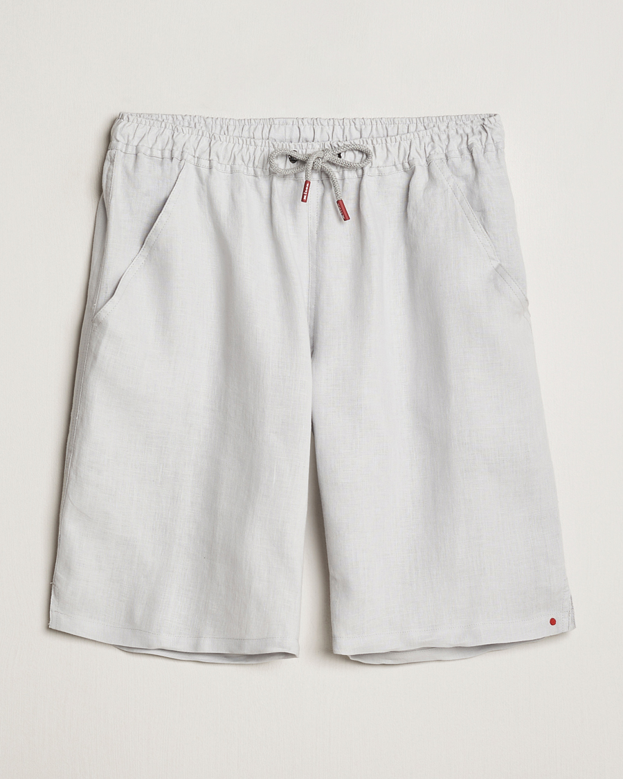 Uomini | Pantaloncini | Kiton | Linen Drawstring Shorts Light Grey