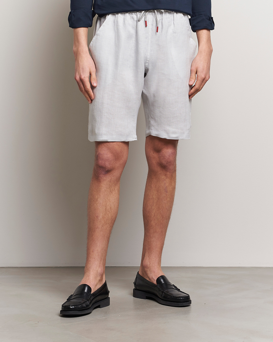 Uomini | Pantaloncini | Kiton | Linen Drawstring Shorts Light Grey