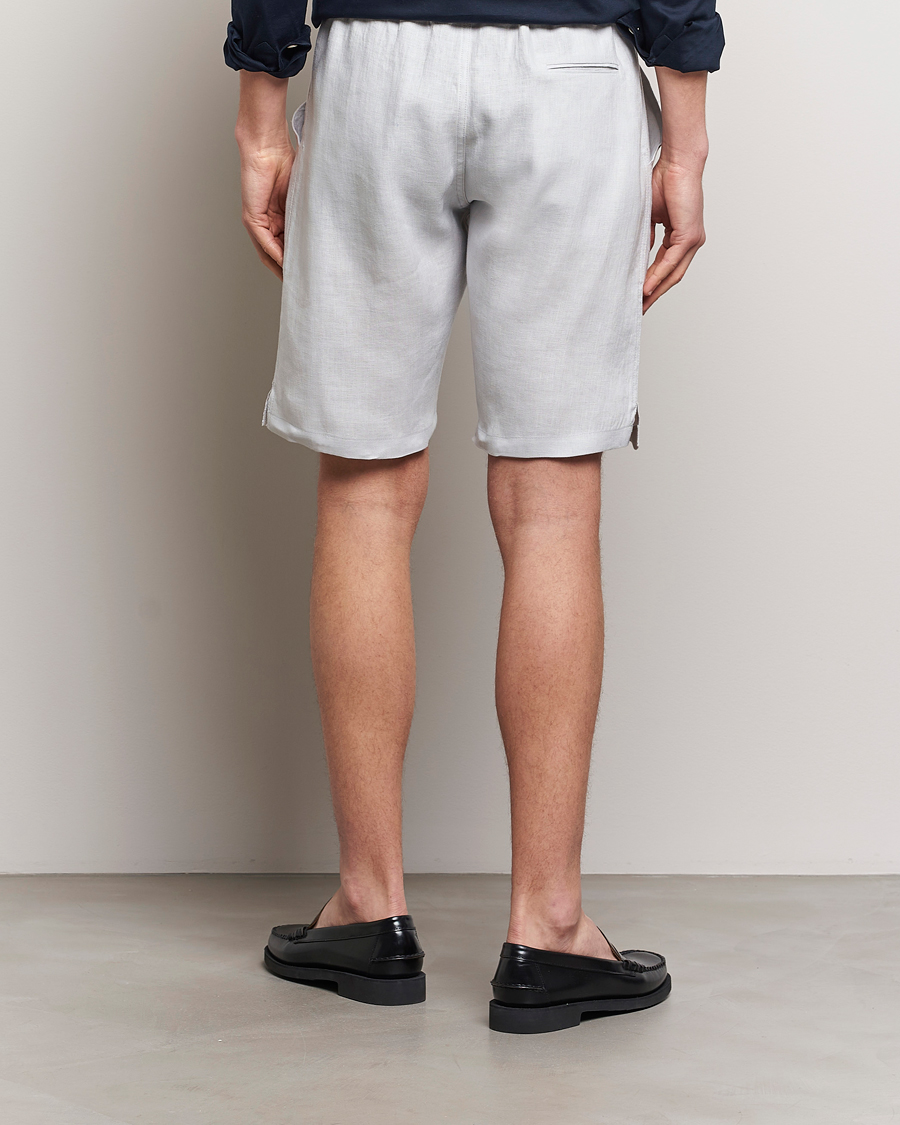 Uomini | Pantaloncini | Kiton | Linen Drawstring Shorts Light Grey