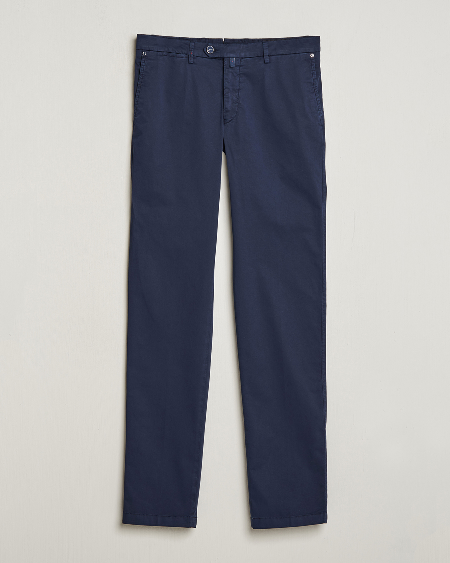 Uomini | Pantaloni | Kiton | Slim Fit Cotton Chinos Navy