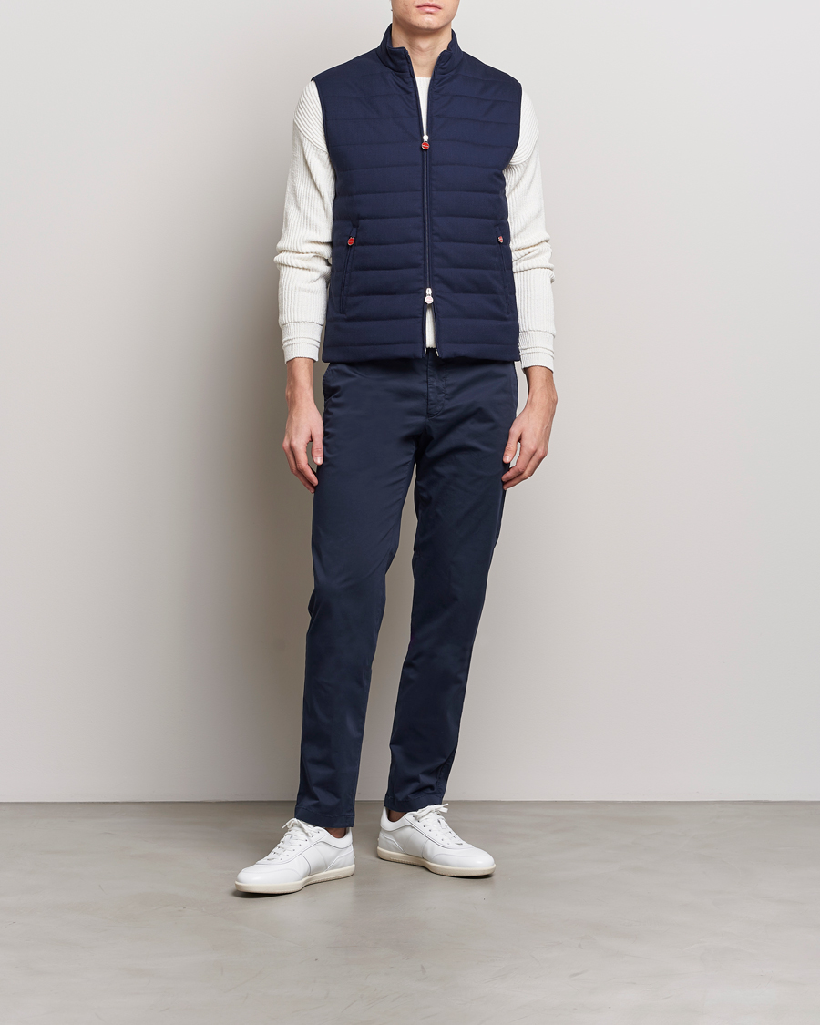 Uomini | Pantaloni | Kiton | Slim Fit Cotton Chinos Navy