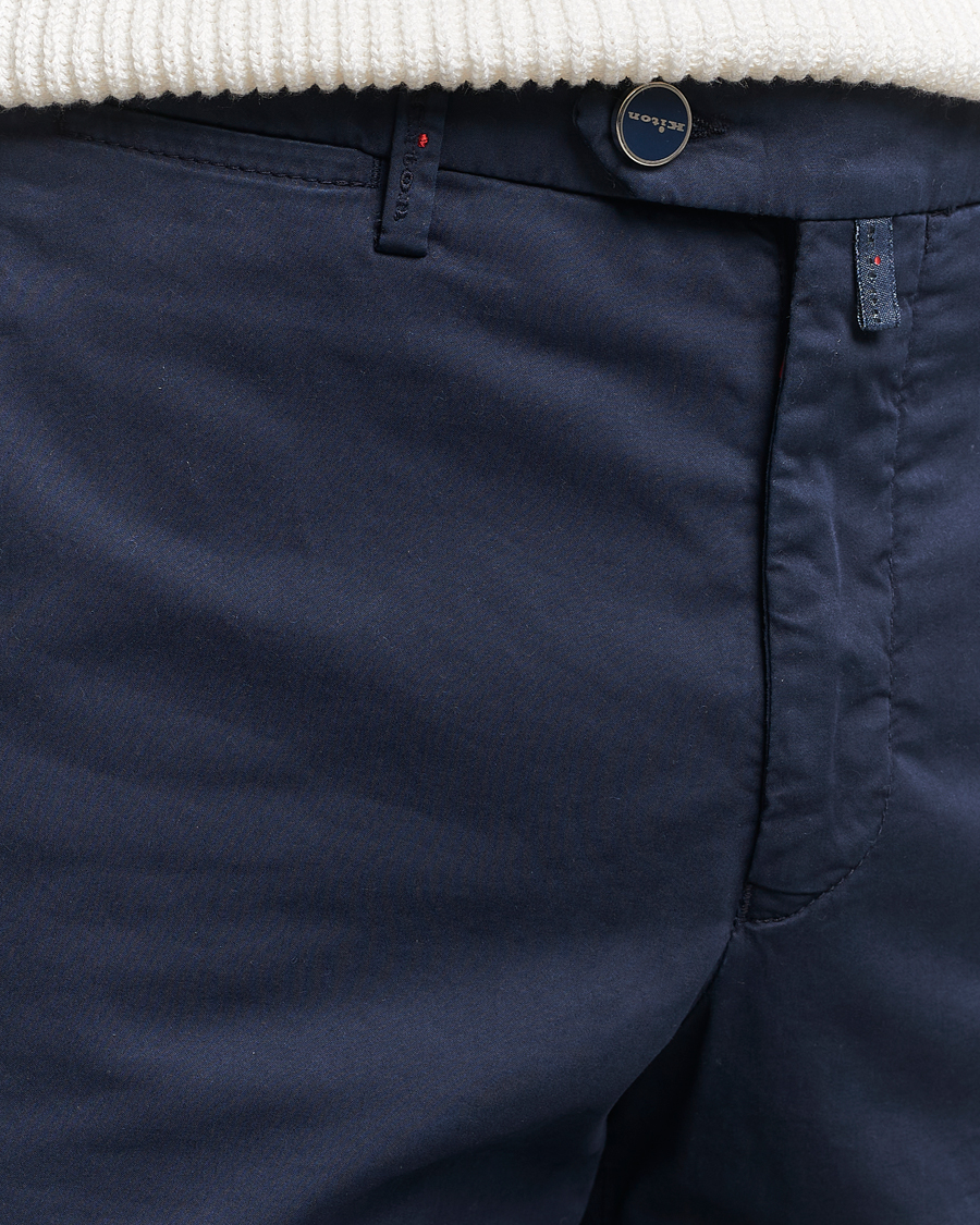 Uomini | Pantaloni | Kiton | Slim Fit Cotton Chinos Navy