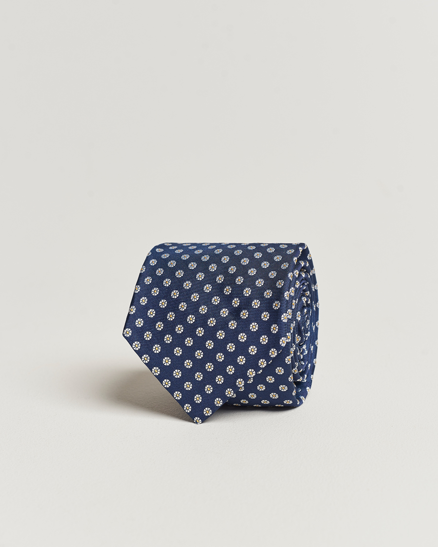 Uomini | Kiton Micro Flower Silk Tie Navy | Kiton | Micro Flower Silk Tie Navy
