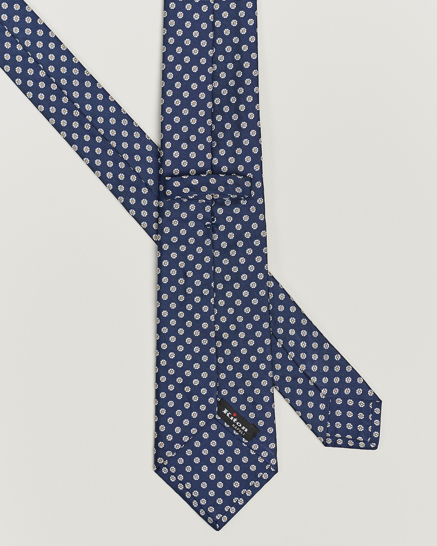 Uomini | Kiton Micro Flower Silk Tie Navy | Kiton | Micro Flower Silk Tie Navy
