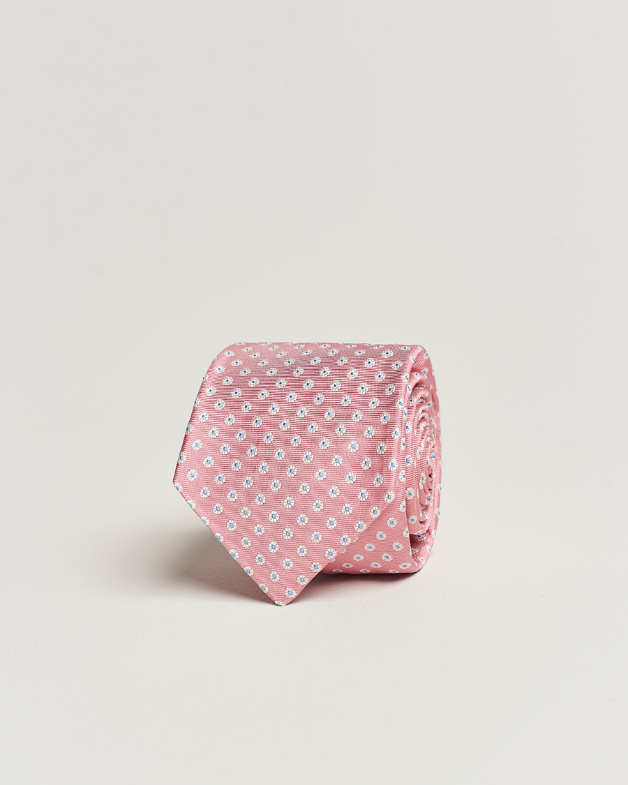Uomini | Kiton Micro Flower Silk Tie Pink | Kiton | Micro Flower Silk Tie Pink