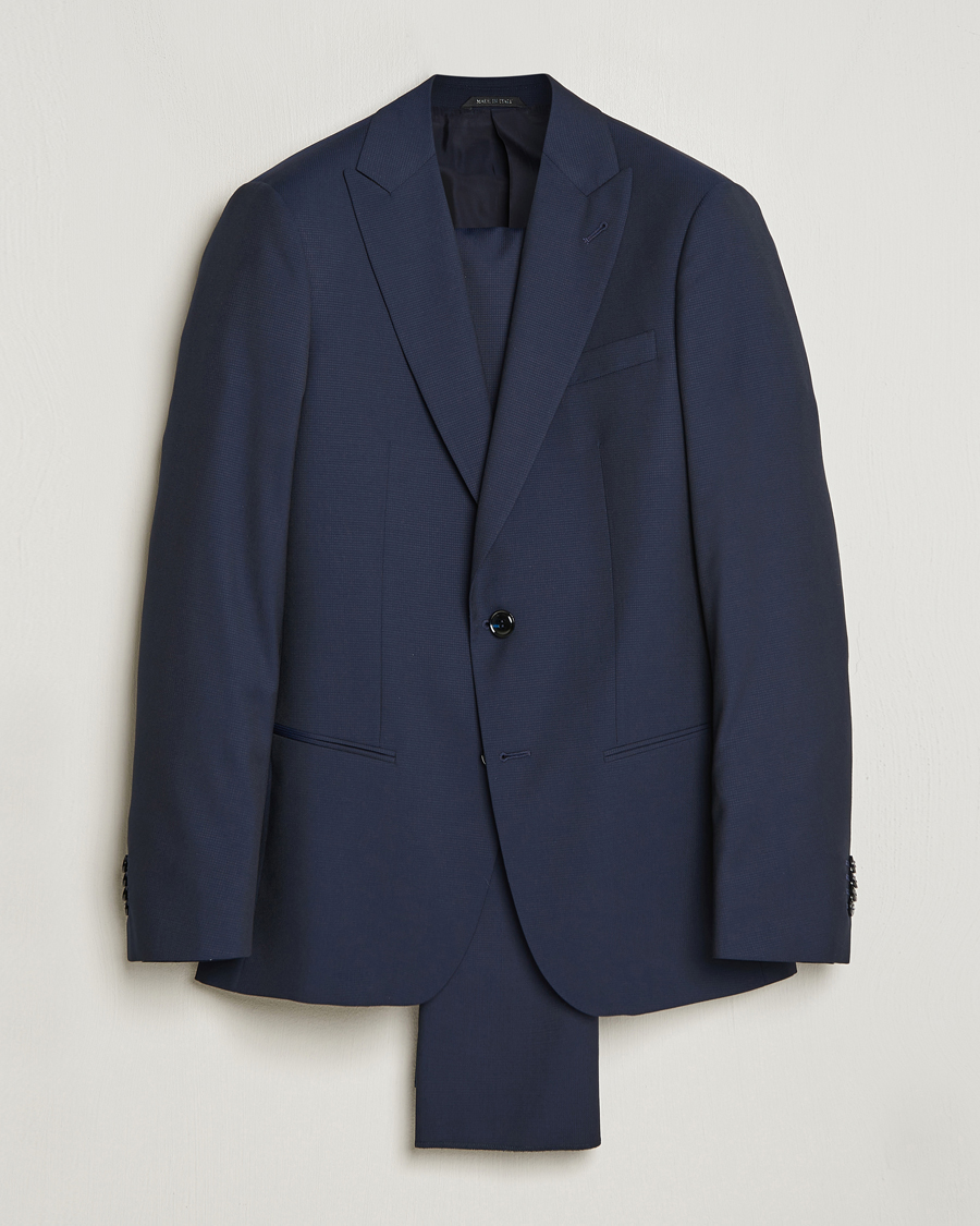 Uomini | Abiti | Giorgio Armani | Slim Fit Peak Lapel Wool Suit Navy