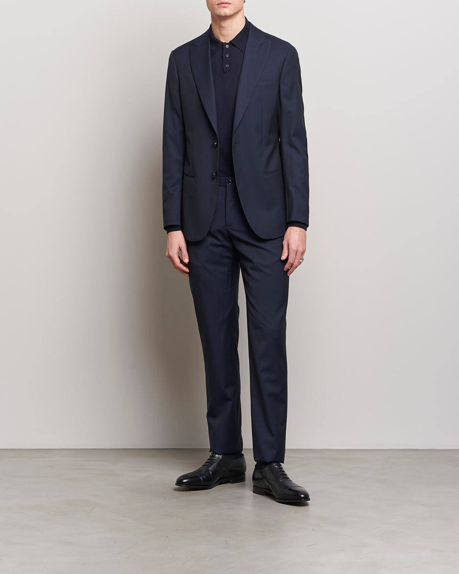 Uomini | Abiti | Giorgio Armani | Slim Fit Peak Lapel Wool Suit Navy