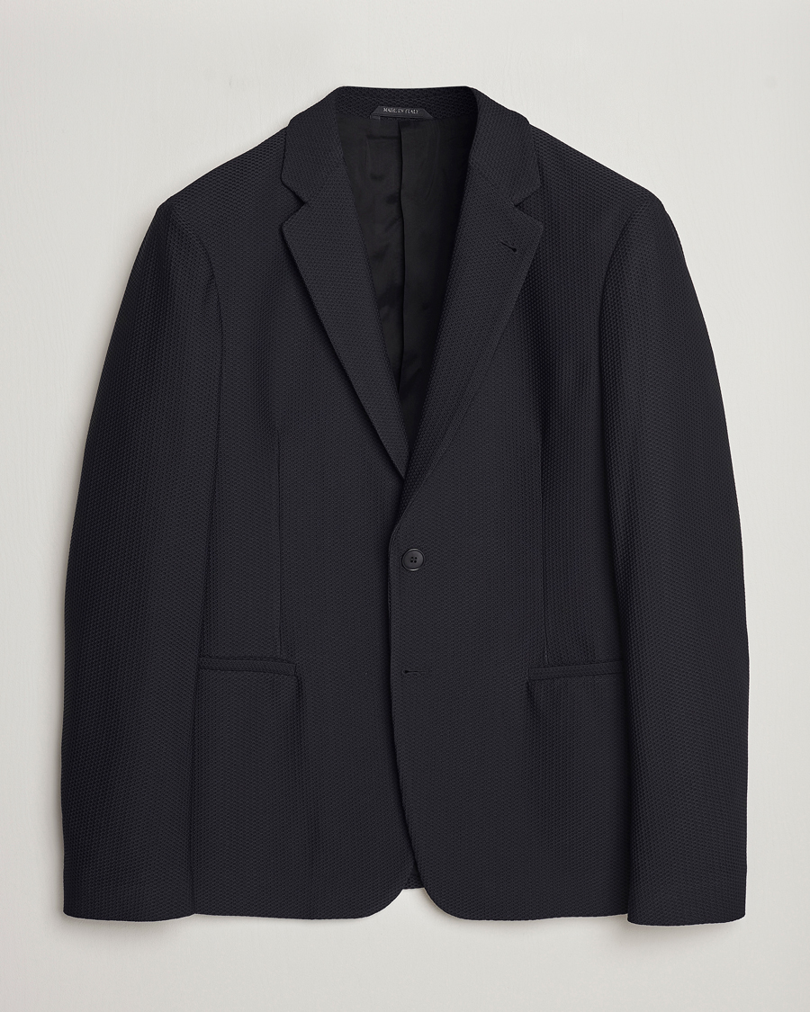 Uomini | Blazers | Giorgio Armani | Single Breasted Mesh Blazer Black