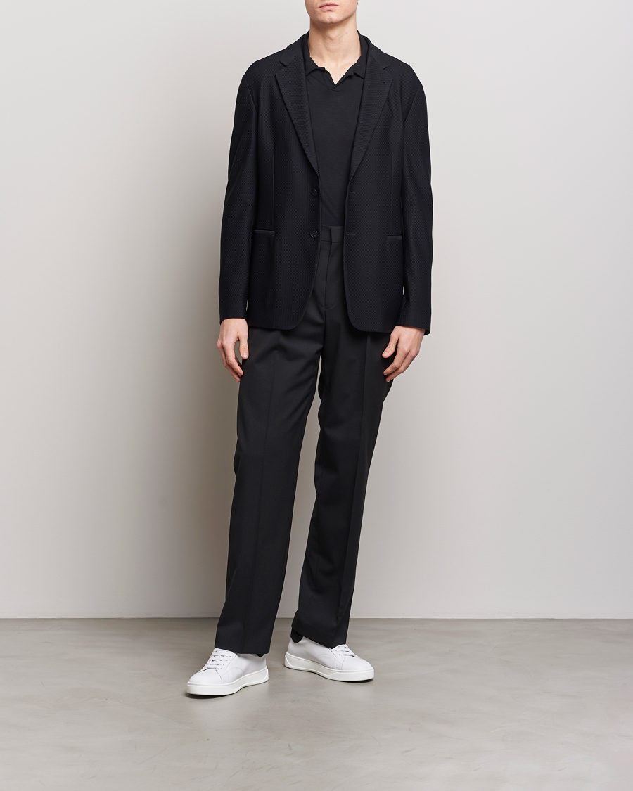 Uomini | Blazers | Giorgio Armani | Single Breasted Mesh Blazer Black
