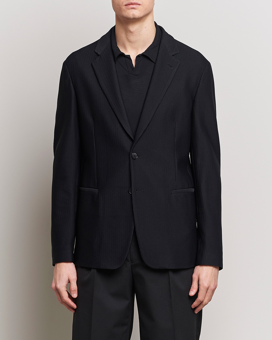 Uomini | Blazers | Giorgio Armani | Single Breasted Mesh Blazer Black
