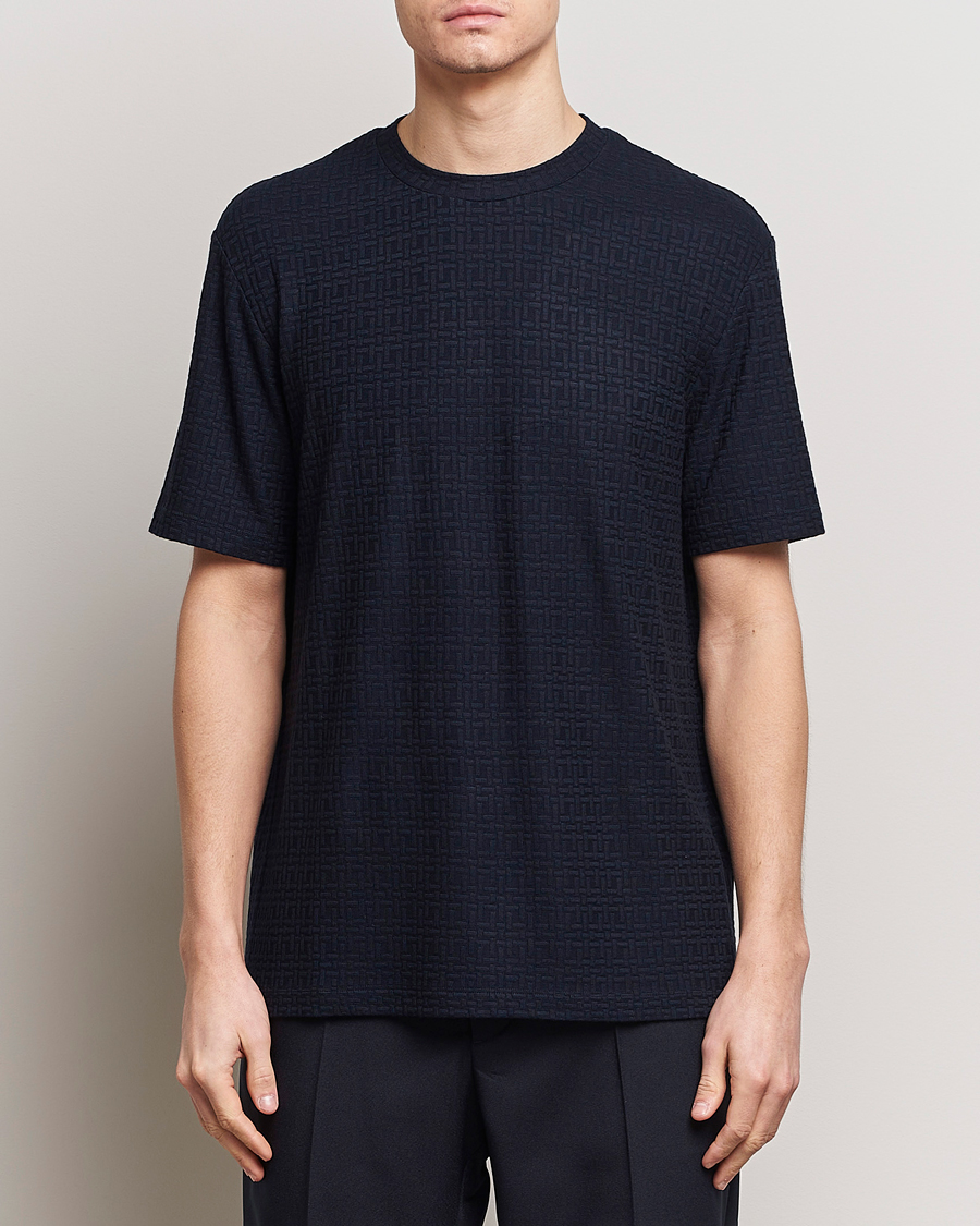 Uomini | T-shirt | Giorgio Armani | Short Sleeve Cashmere Stretch T-Shirt Navy