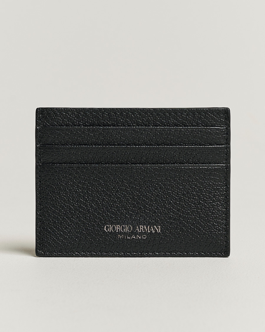 Uomini | Giorgio Armani Grain Leather Card Holder Black Calf | Giorgio Armani | Grain Leather Card Holder Black Calf