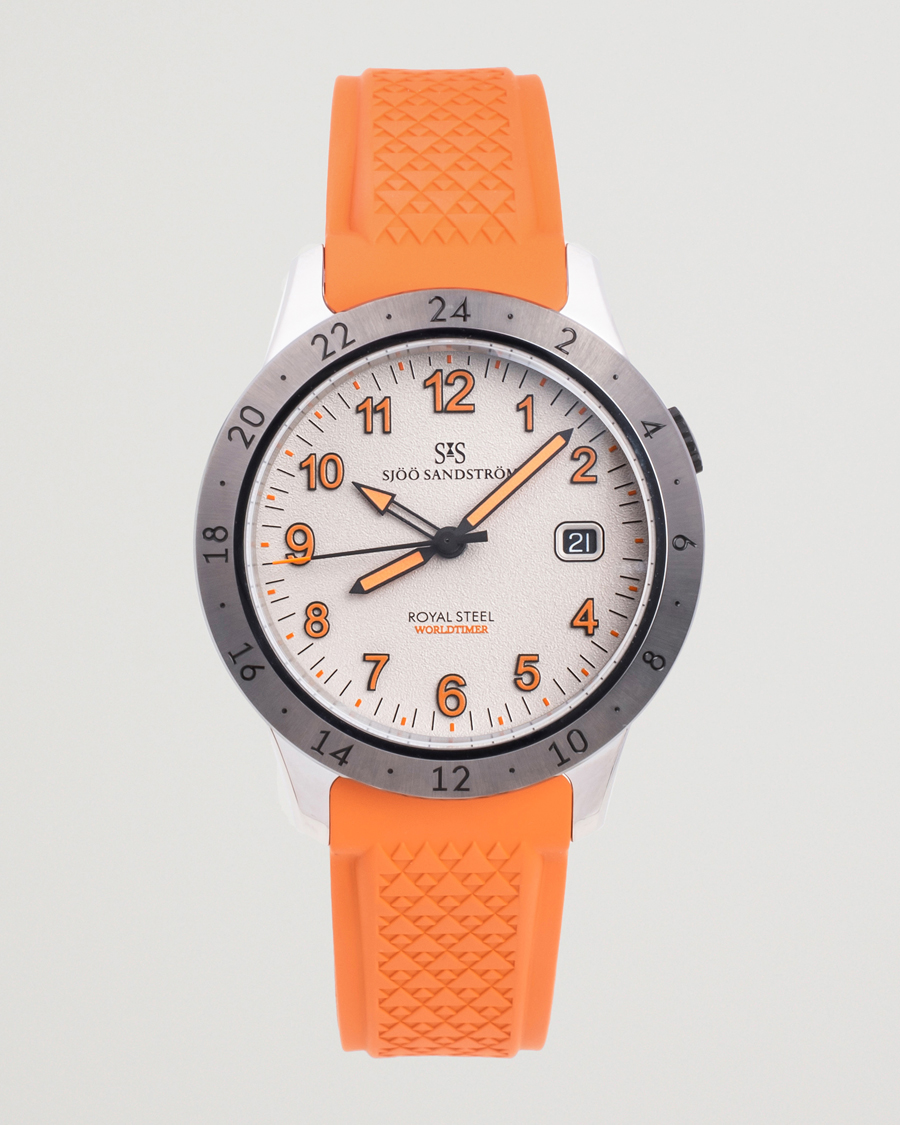 Uomini | Sjöö Sandström Royal Steel Worldtimer 41mm Annual Edition Orange | Sjöö Sandström | Royal Steel Worldtimer 41mm Annual Edition Orange