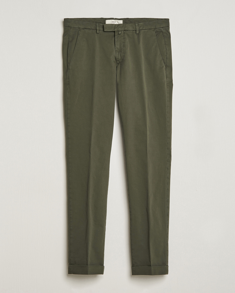 Uomini | Pantaloni | Briglia 1949 | Slim Fit Cotton Stretch Chinos Olive