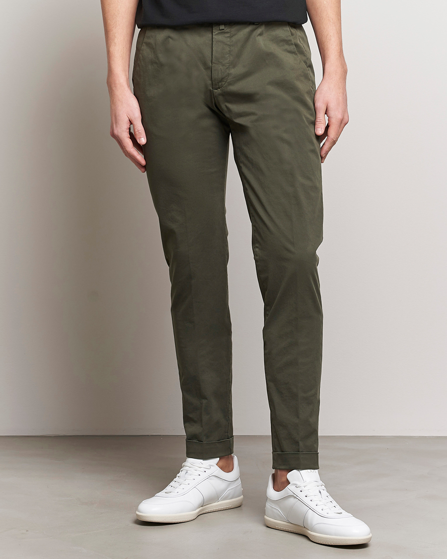 Uomini | Pantaloni | Briglia 1949 | Slim Fit Cotton Stretch Chinos Olive