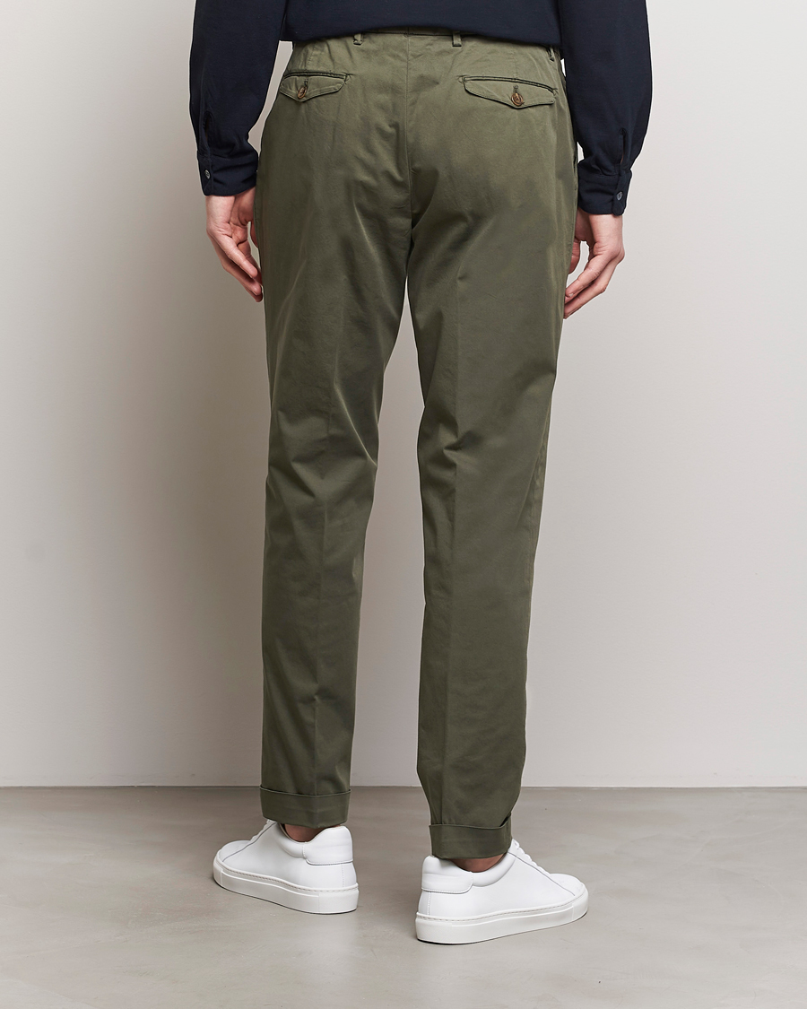 Uomini | Pantaloni | Briglia 1949 | Easy Fit Pleated Cotton Stretch Chino Olive