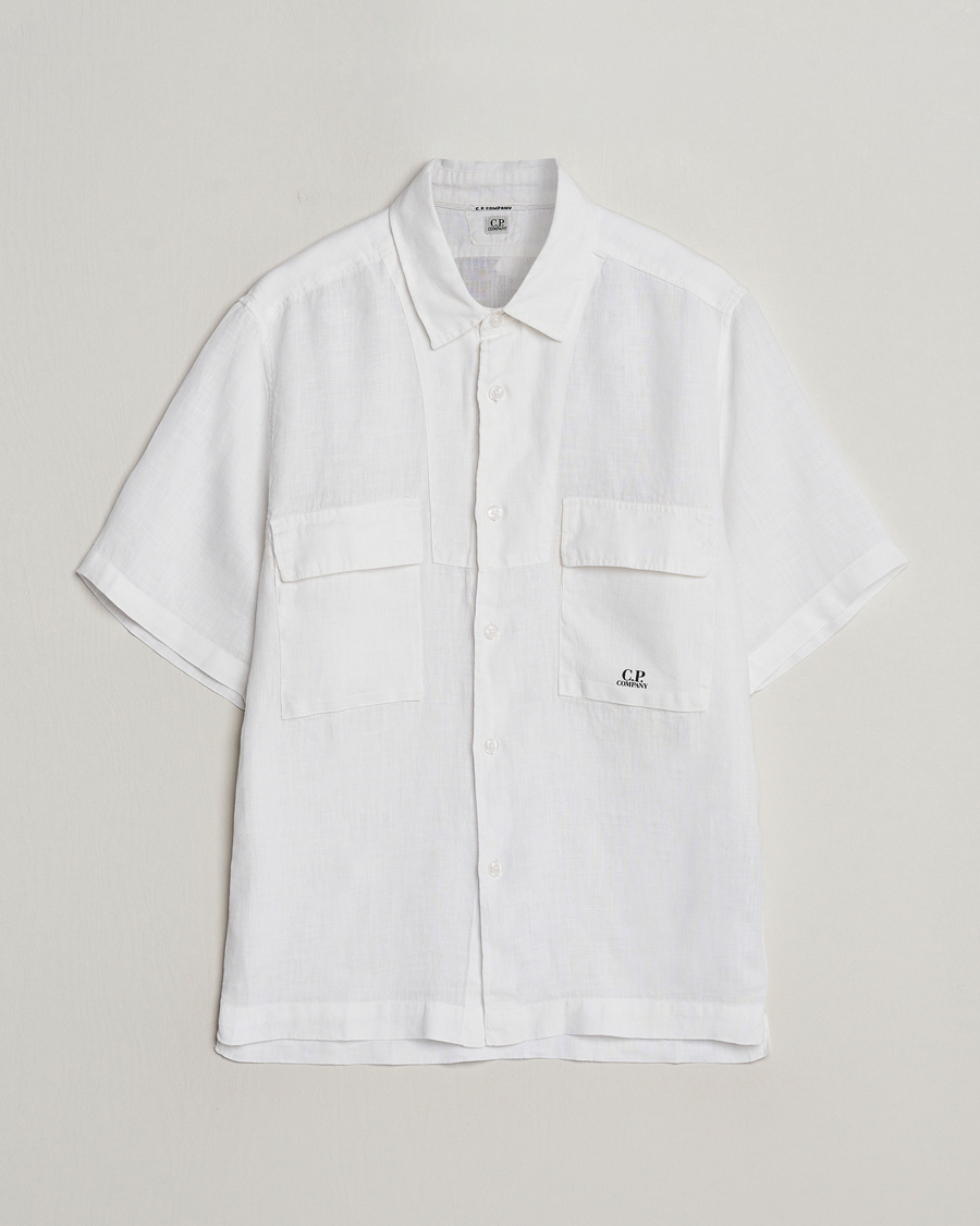 Uomini | Camicie | C.P. Company | Short Sleeve Linen Shirt White
