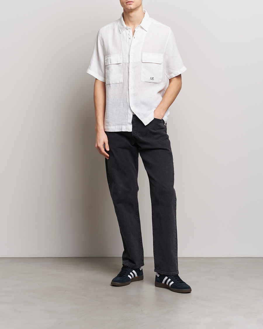 Uomini | Camicie | C.P. Company | Short Sleeve Linen Shirt White