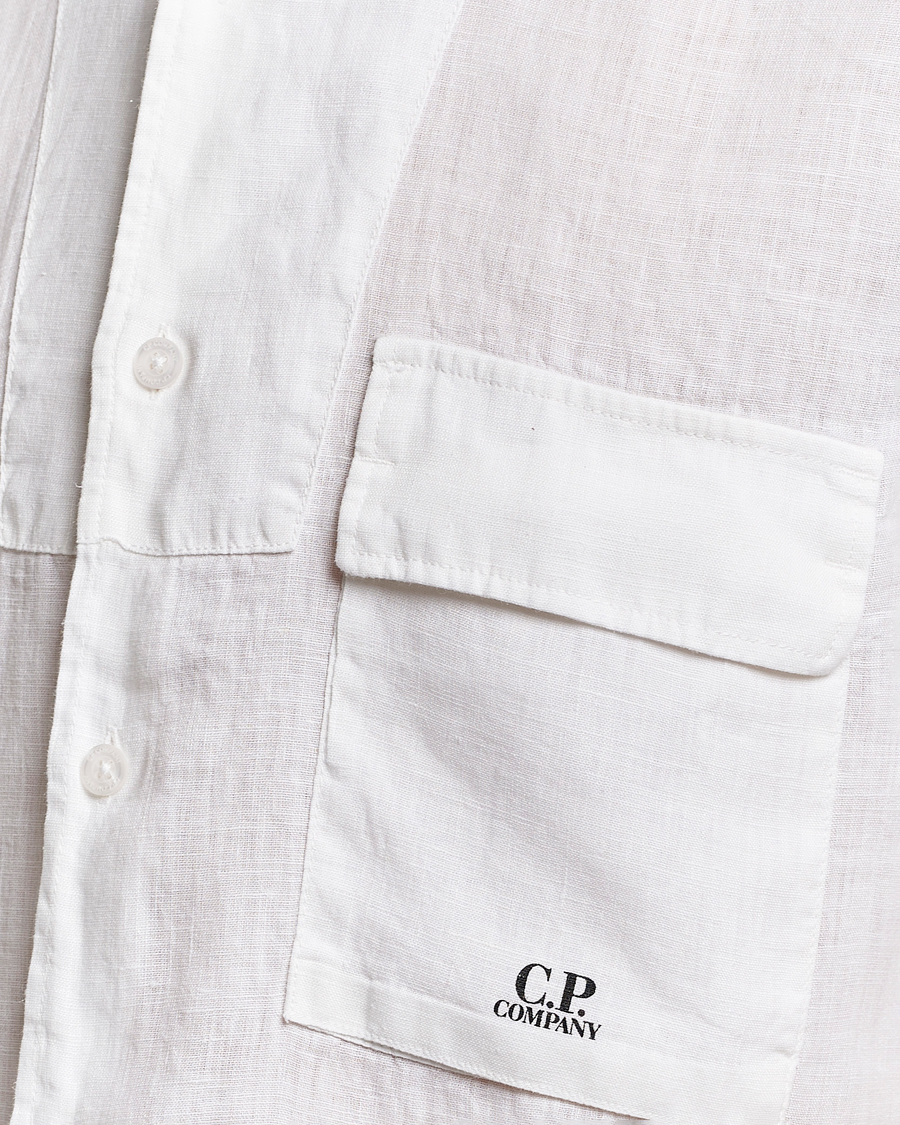 Uomini | Camicie | C.P. Company | Short Sleeve Linen Shirt White