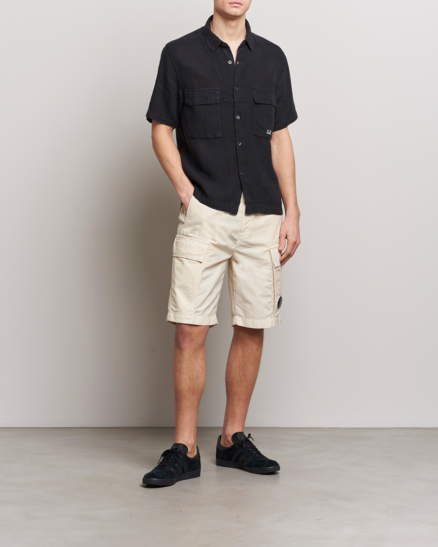 Uomini | Camicie | C.P. Company | Short Sleeve Linen Shirt Black