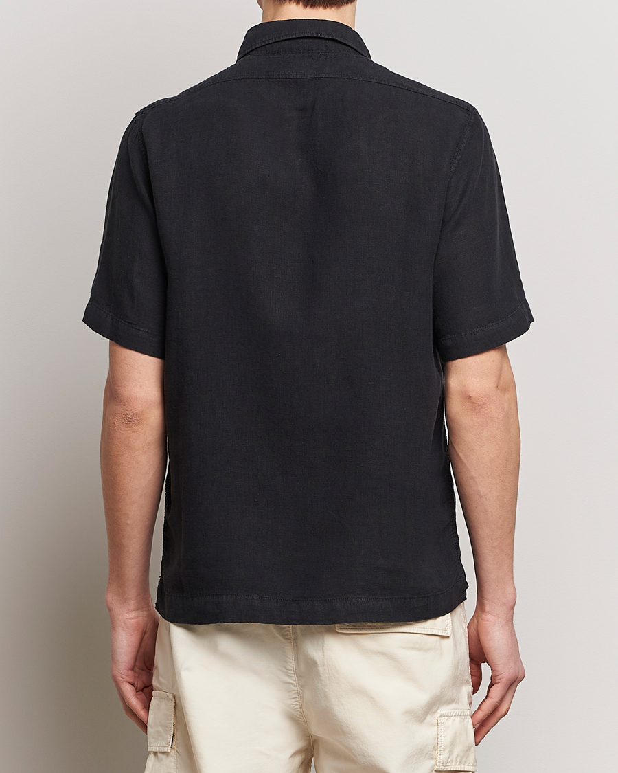 Uomini | Camicie | C.P. Company | Short Sleeve Linen Shirt Black