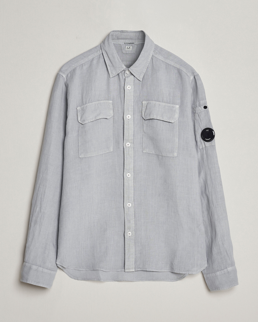 Uomini | Camicie | C.P. Company | Long Sleeve Linen Shirt Grey