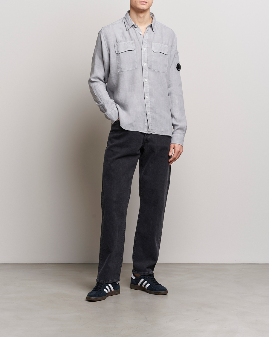 Uomini | Camicie | C.P. Company | Long Sleeve Linen Shirt Grey