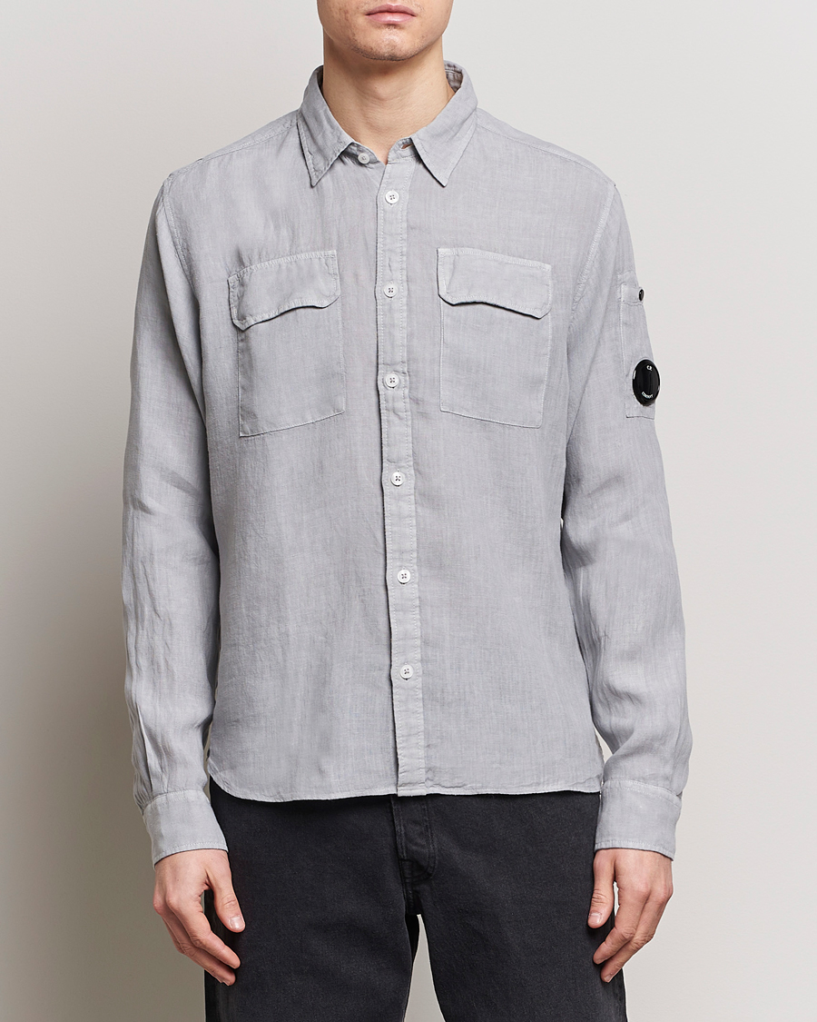Uomini | Camicie | C.P. Company | Long Sleeve Linen Shirt Grey