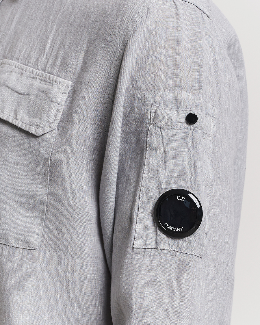 Uomini | Camicie | C.P. Company | Long Sleeve Linen Shirt Grey