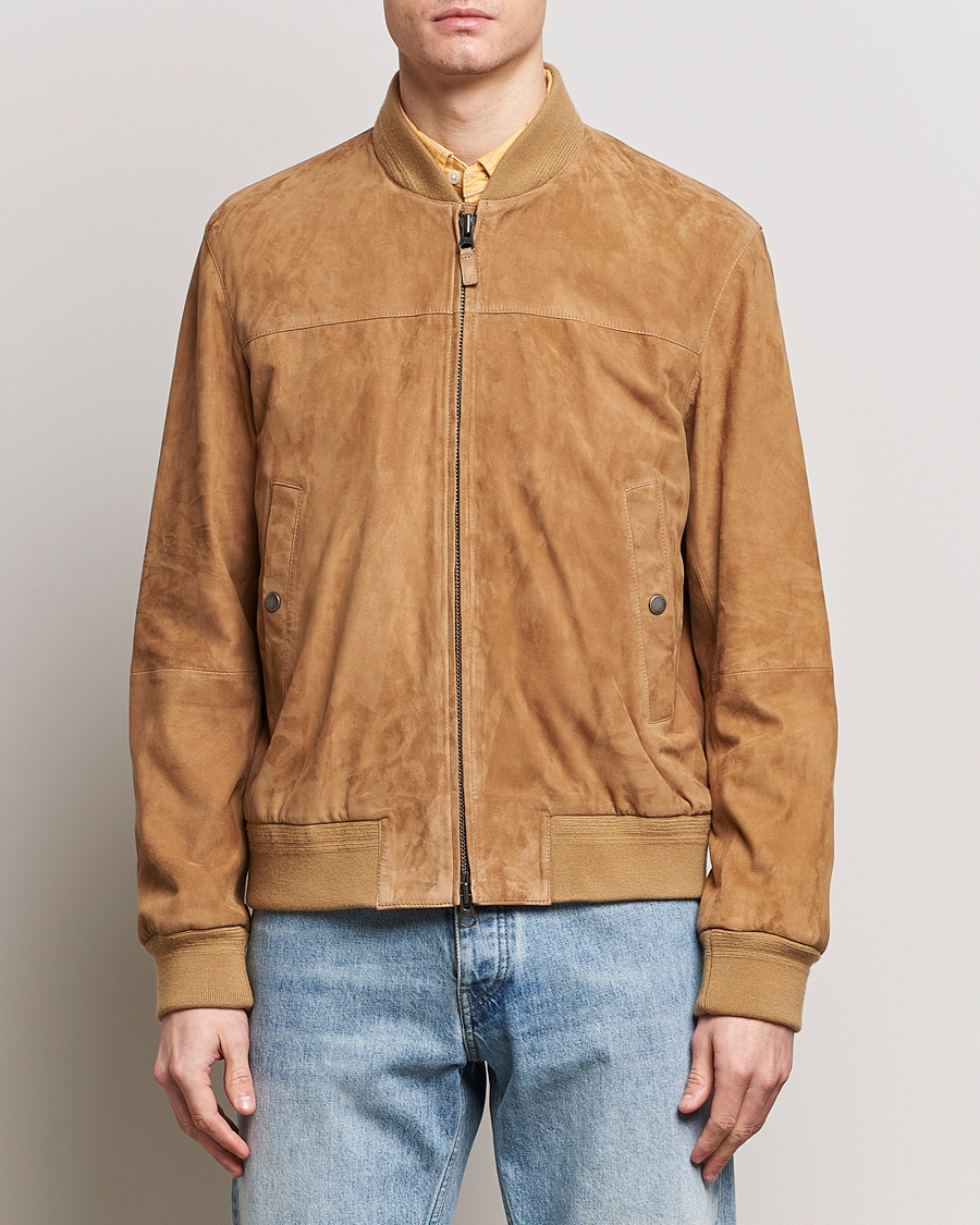 Uomini | Giacche | Gant | Suede Bombar Jacket Dark Khaki