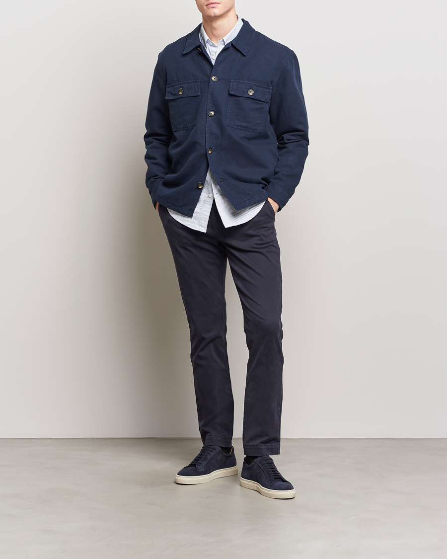 Uomini | Camicie | GANT | Linen/Cotton Twill Overshirt Marine
