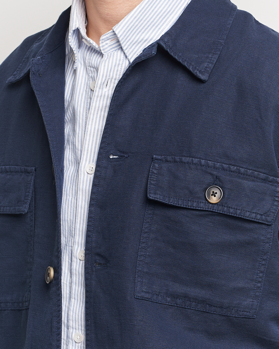 Uomini | Camicie | GANT | Linen/Cotton Twill Overshirt Marine