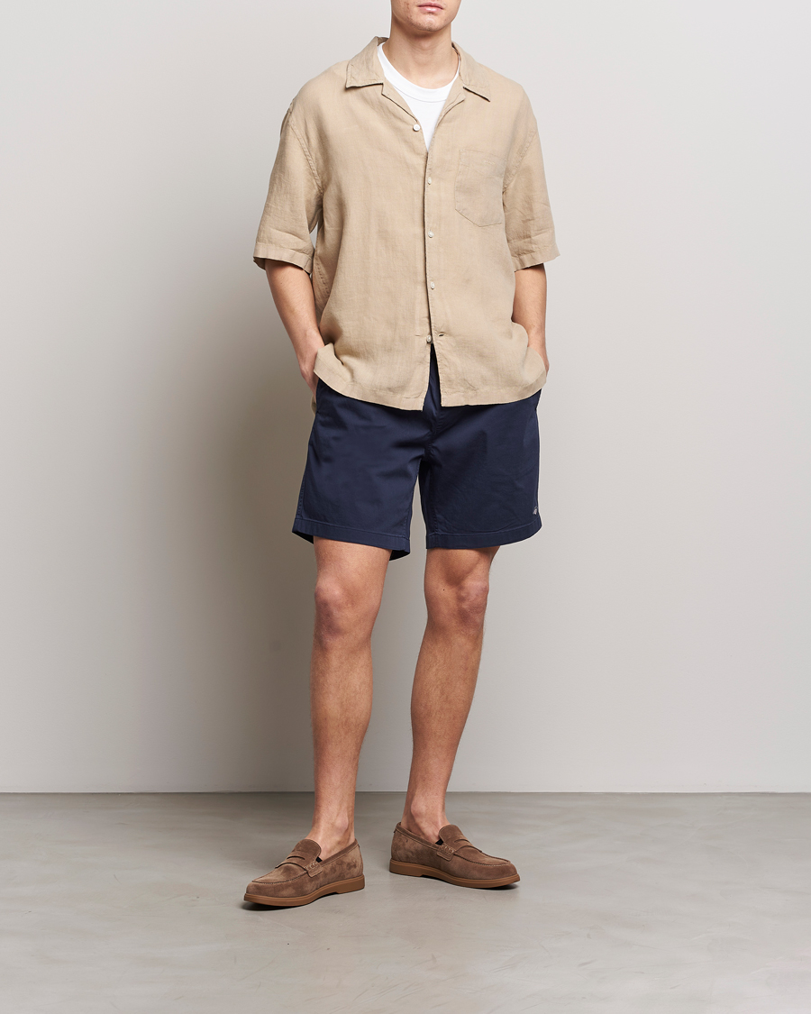 Uomini | Camicie | Gant | Relaxed Fit Linen Resort Short Sleeve Shirt Concrete Beige