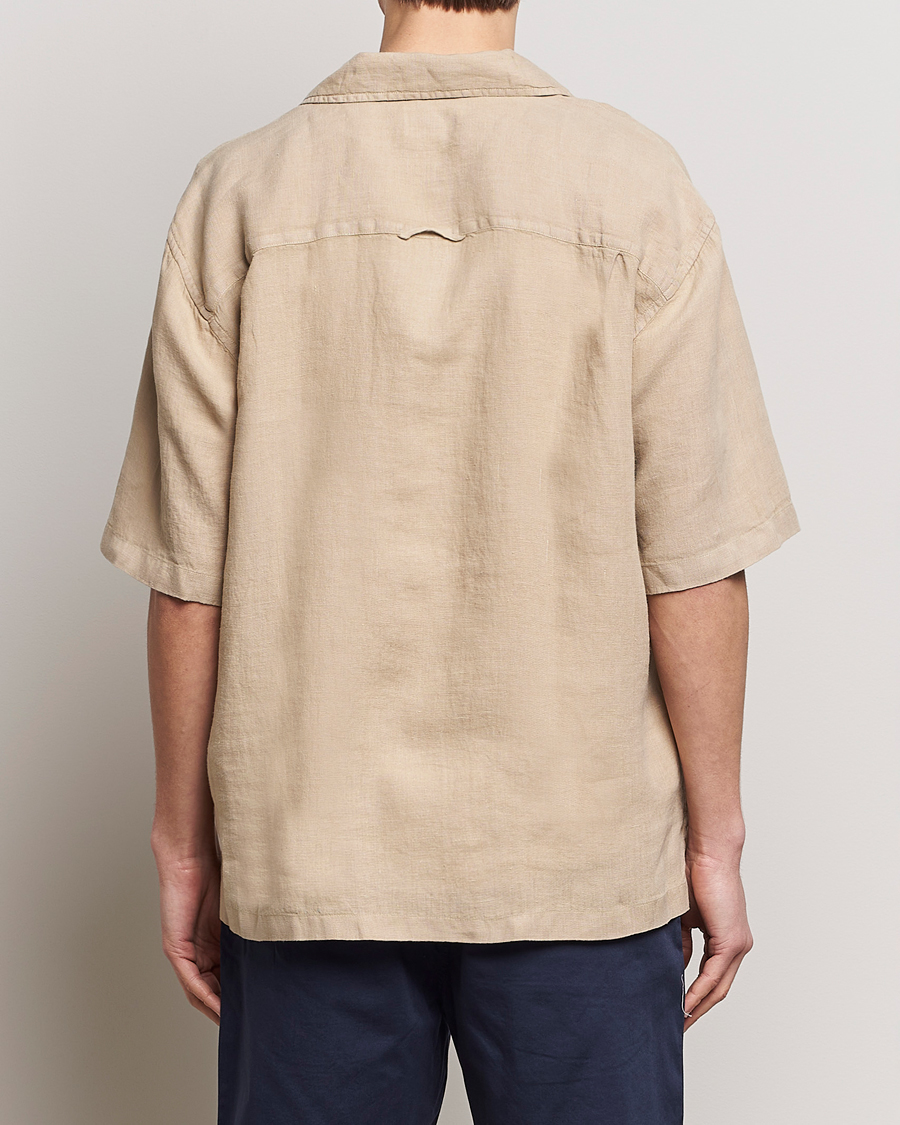 Uomini | Camicie | Gant | Relaxed Fit Linen Resort Short Sleeve Shirt Concrete Beige