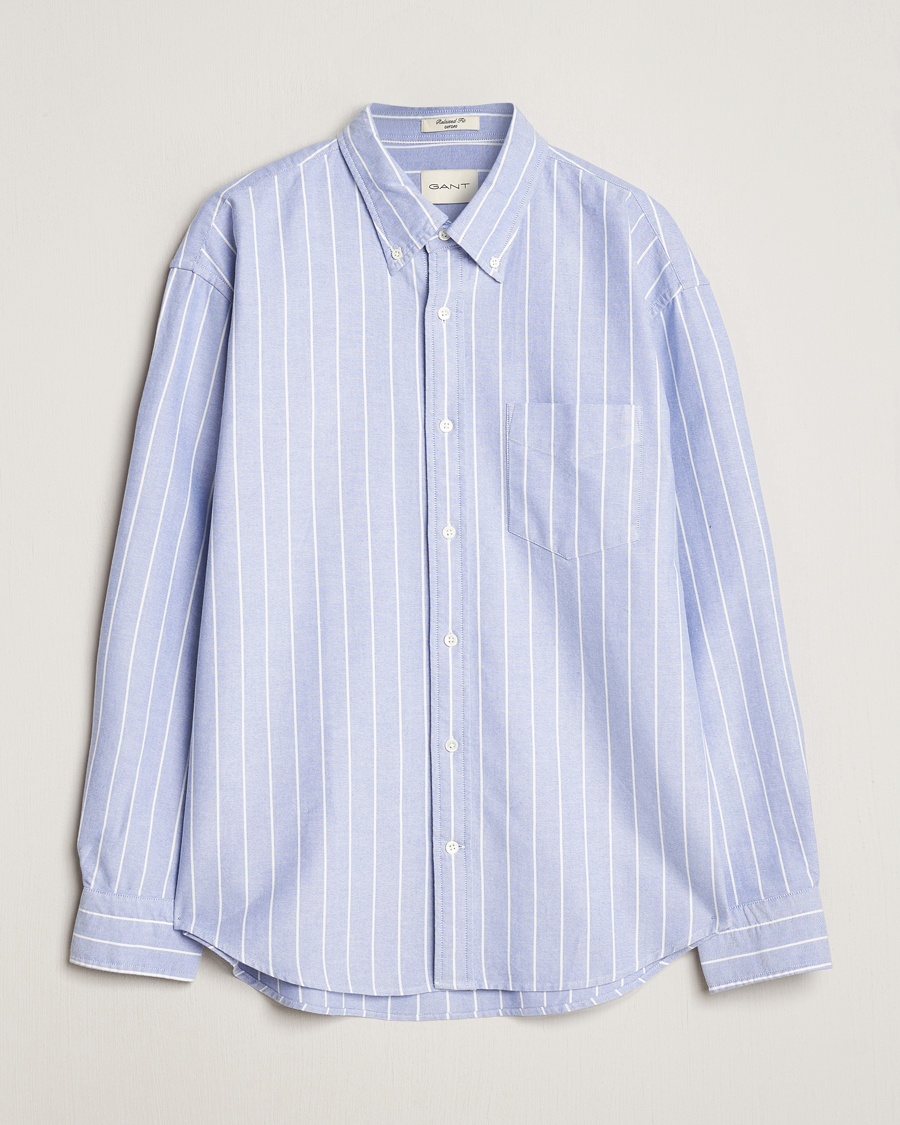 Uomini | Camicie | GANT | Relaxed Fit Heritage Striped Oxford Shirt Blue/White