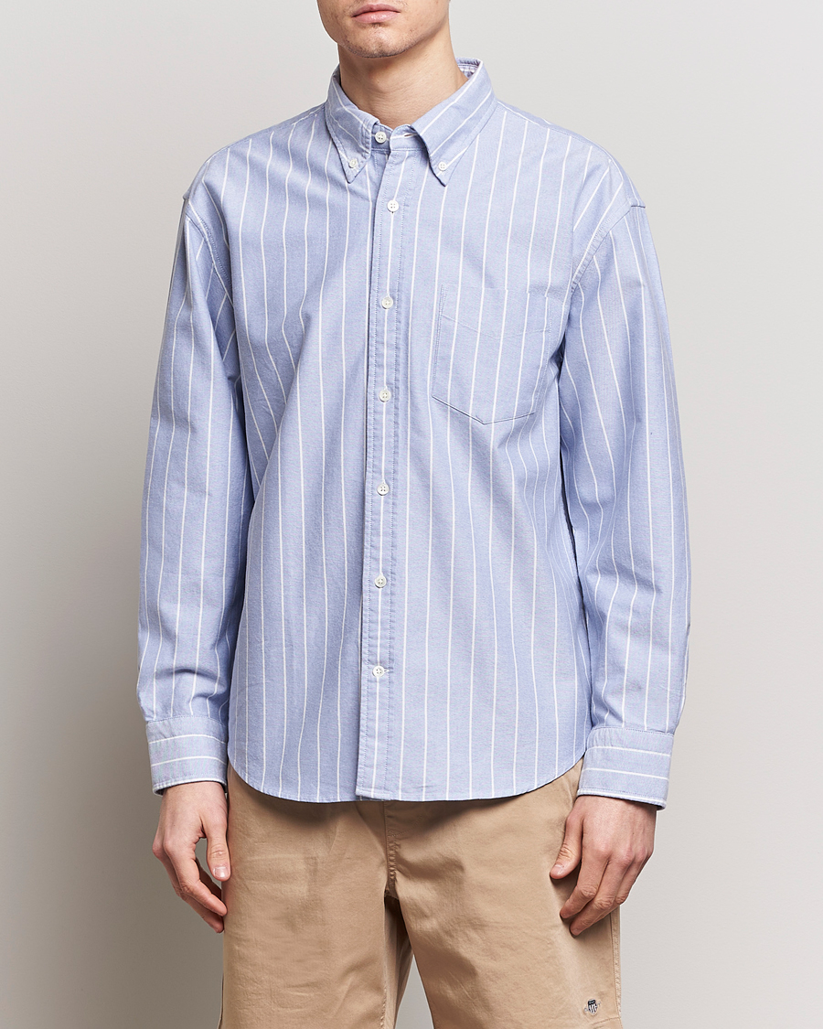 Uomini | Camicie | GANT | Relaxed Fit Heritage Striped Oxford Shirt Blue/White