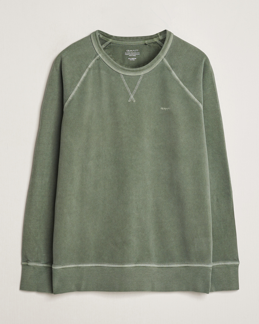 Uomini | Maglieria | GANT | Sunbleached Crew Neck Sweatshirt Pine Green