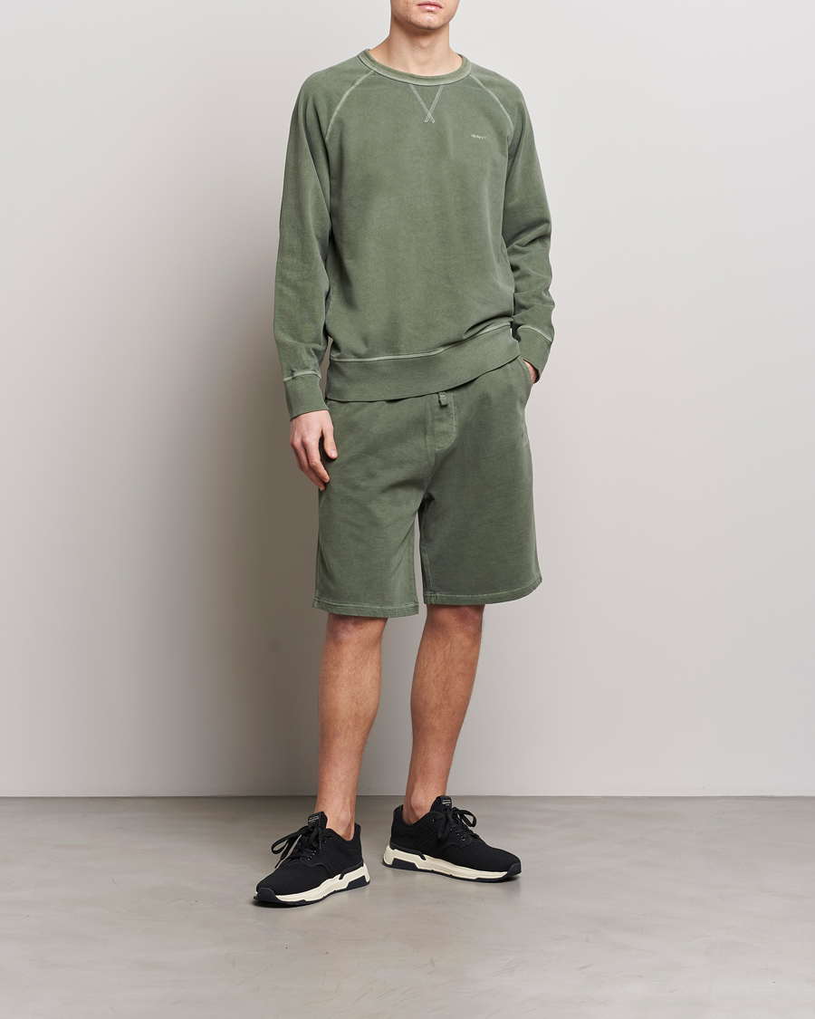 Uomini | Maglieria | GANT | Sunbleached Crew Neck Sweatshirt Pine Green