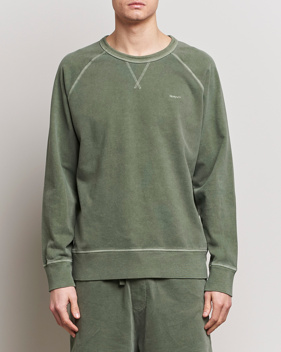 Uomini | Maglieria | GANT | Sunbleached Crew Neck Sweatshirt Pine Green
