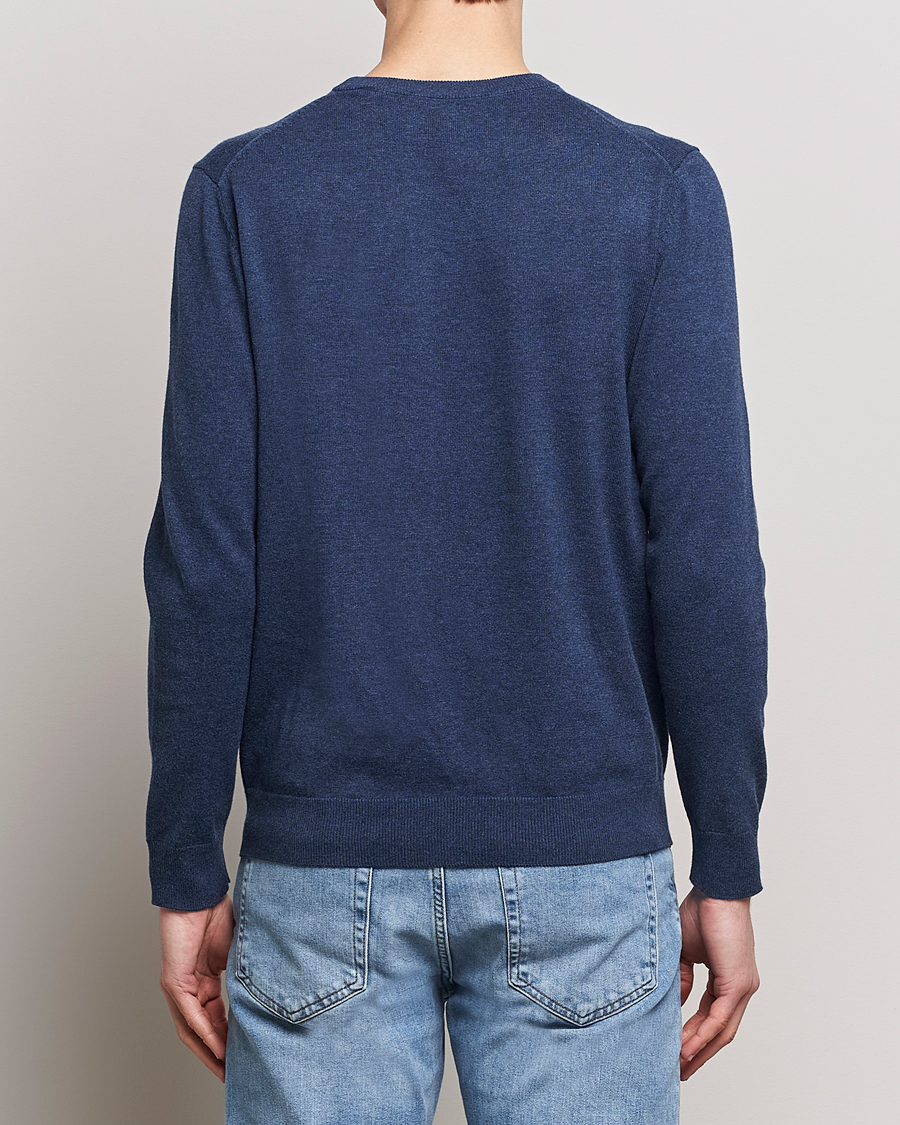 Uomini | Maglieria | GANT | Classic Cotton Crew Neck Dark Jeans Blue Melange