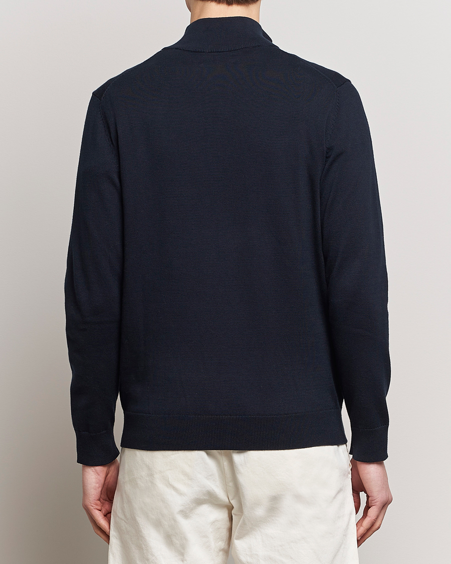 Uomini | Maglieria | GANT | Classic Cotton Half Zip Evening Blue