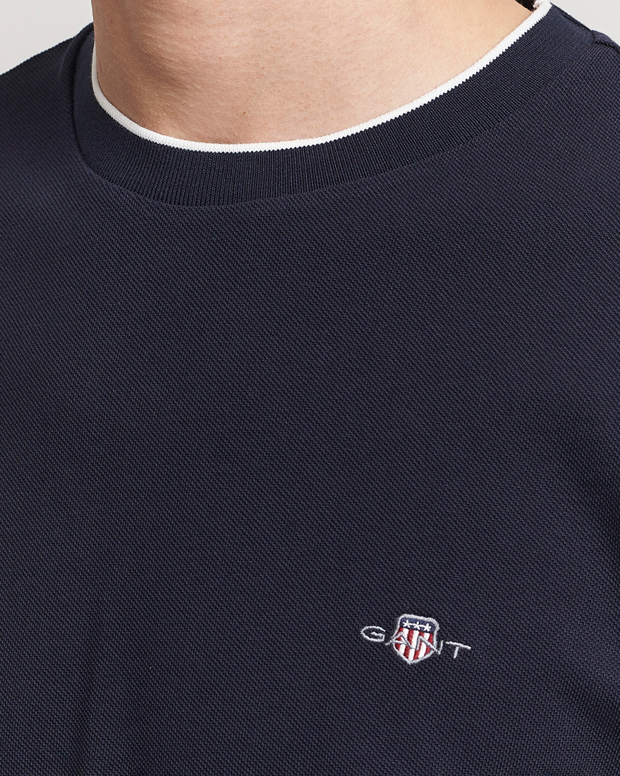 Uomini | T-shirt | GANT | Pique Crew Neck T-Shirt Evening Blue