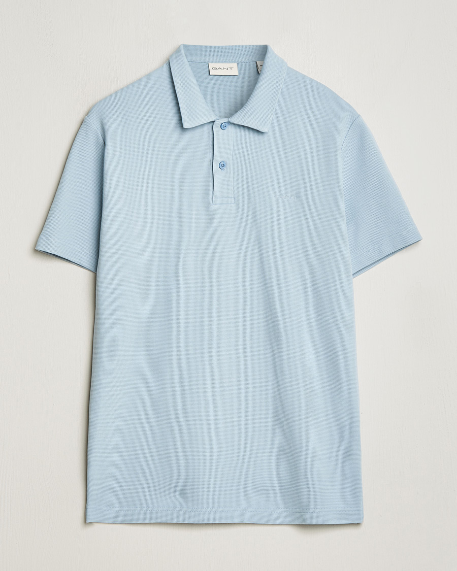 Uomini | Polo | GANT | Waffle Textured Polo Dove Blue