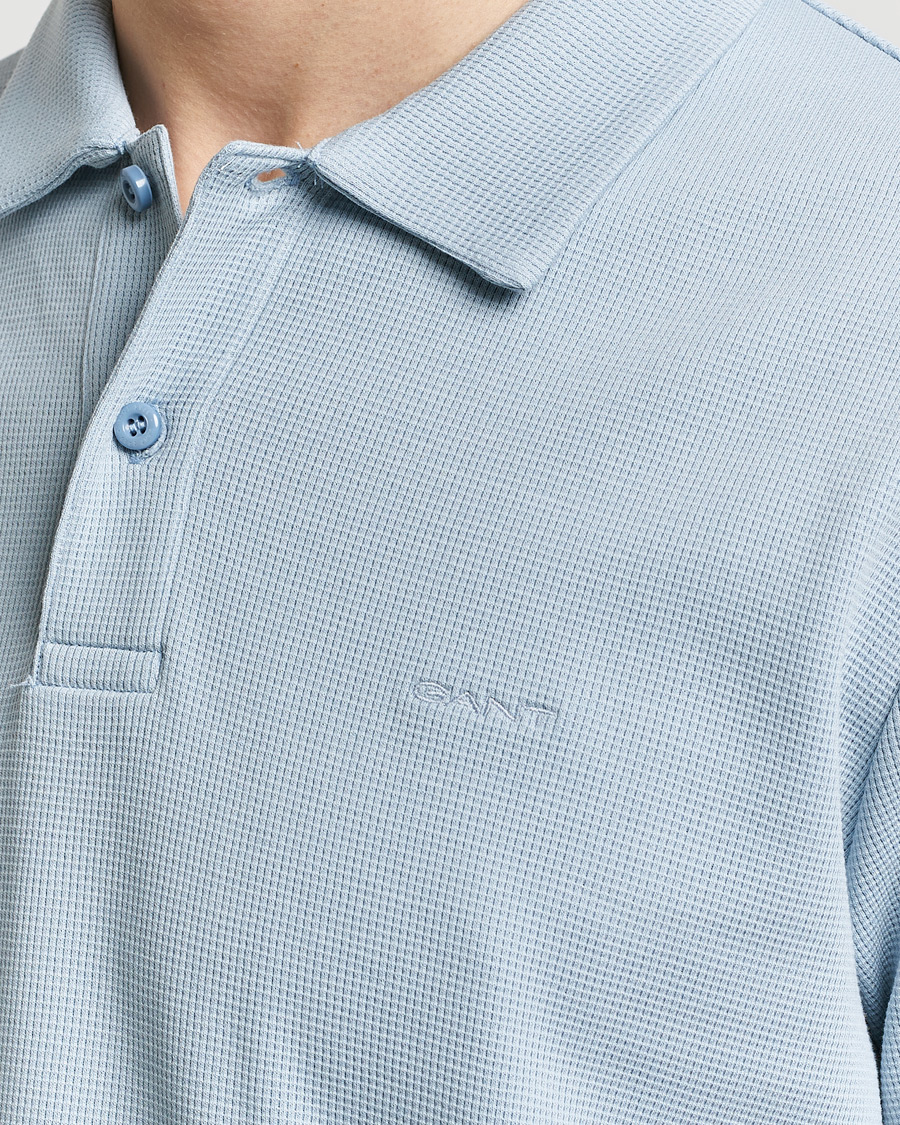 Uomini | Polo | GANT | Waffle Textured Polo Dove Blue