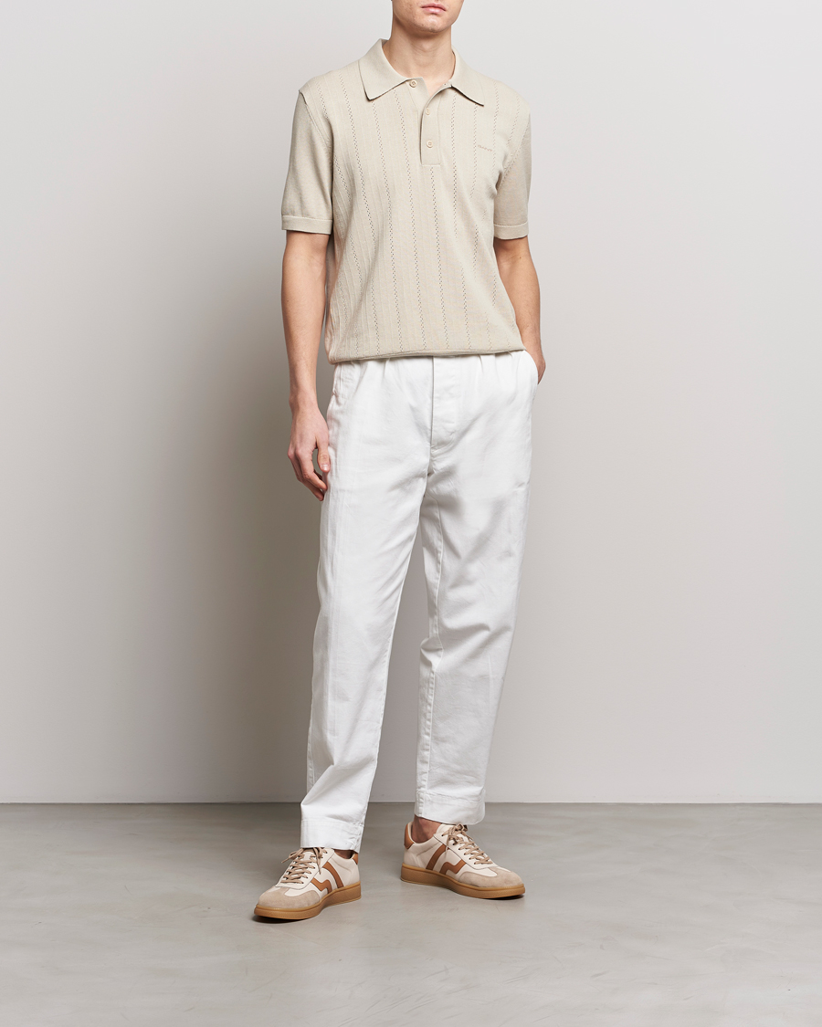 Uomini | Polo | GANT | Pointelle Structured Knitted Polo Silky Beige