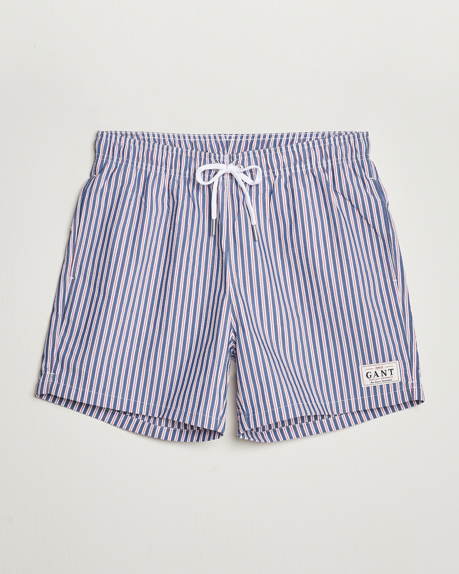 Uomini | Costumi da bagno | Gant | Striped Seersucker Swimshorts Deep Blue