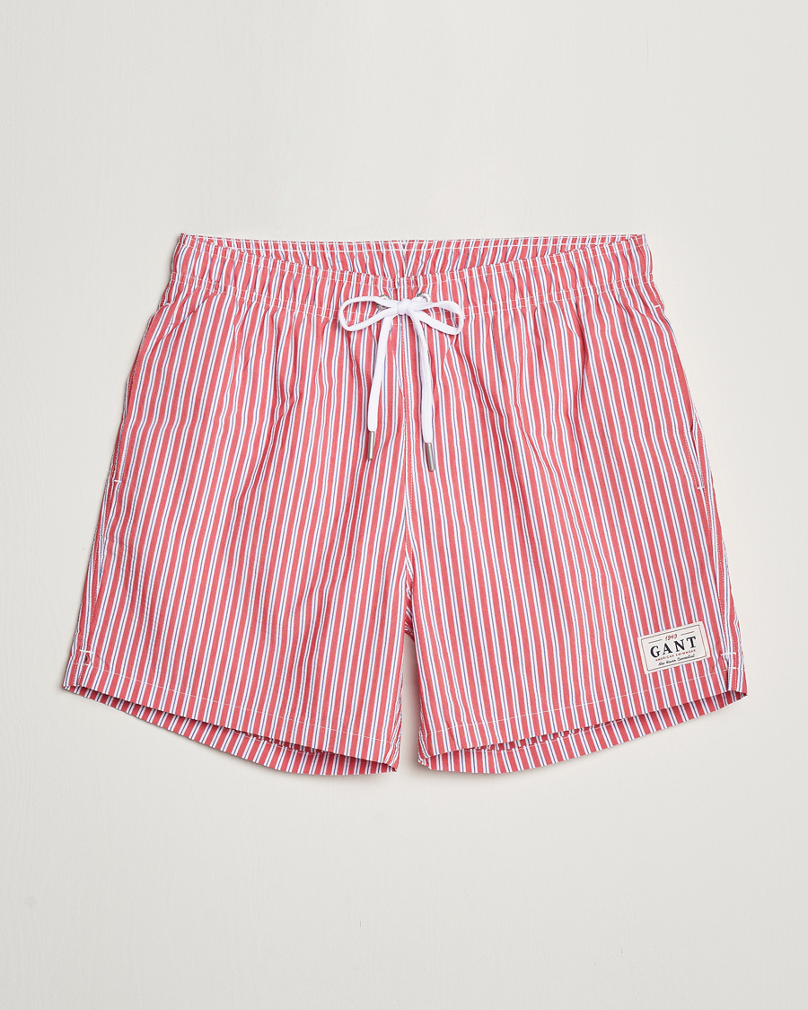 Uomini | Costumi da bagno | Gant | Striped Seersucker Swimshorts Bright Red