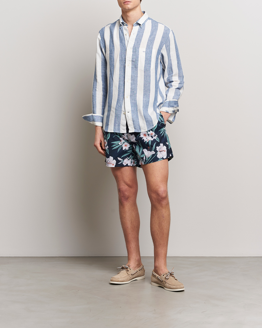 Uomini | Costumi da bagno | Gant | Printed Flower Swimshorts Evening Blue