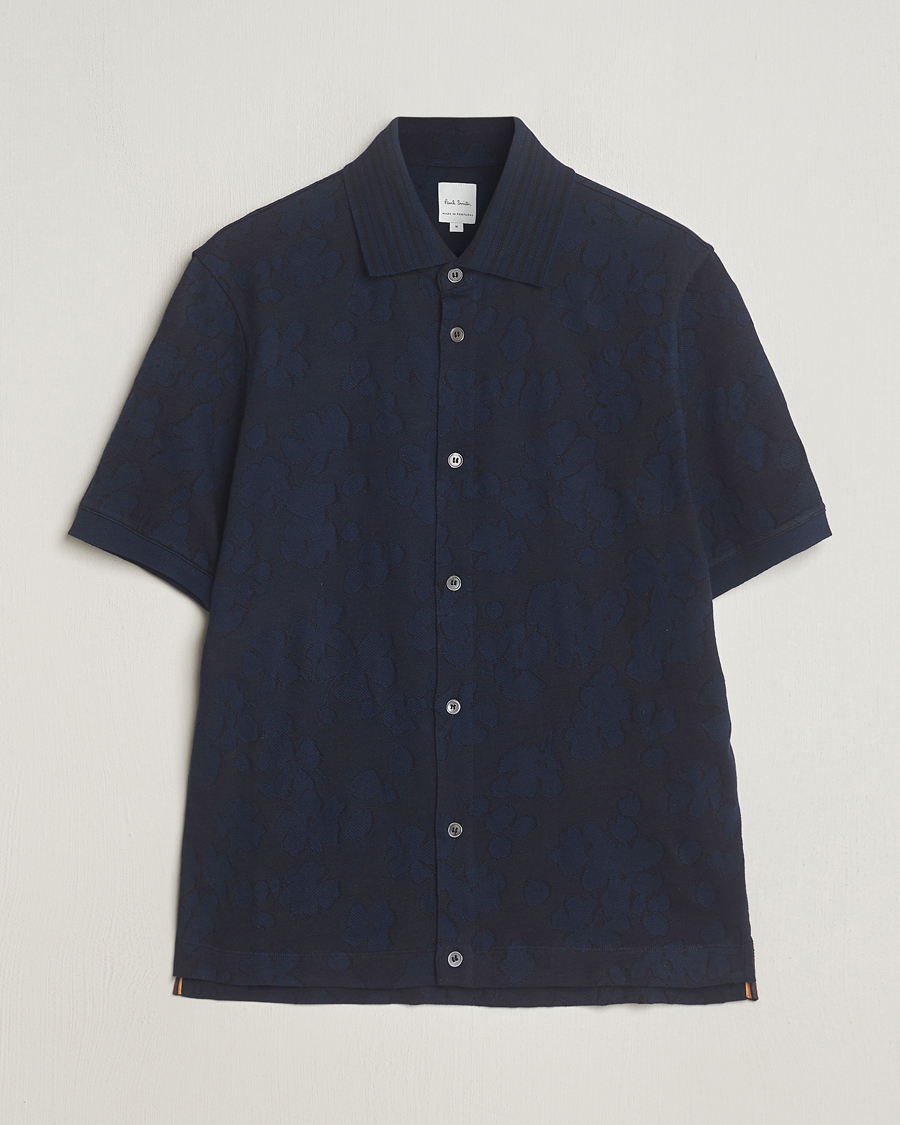 Uomini | Camicie | Paul Smith | Floral Jacquard Short Sleeve Shirt Navy