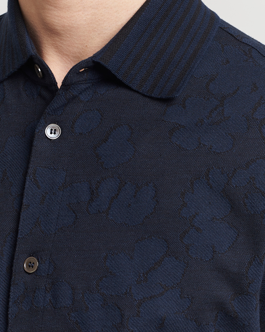 Uomini | Camicie | Paul Smith | Floral Jacquard Short Sleeve Shirt Navy